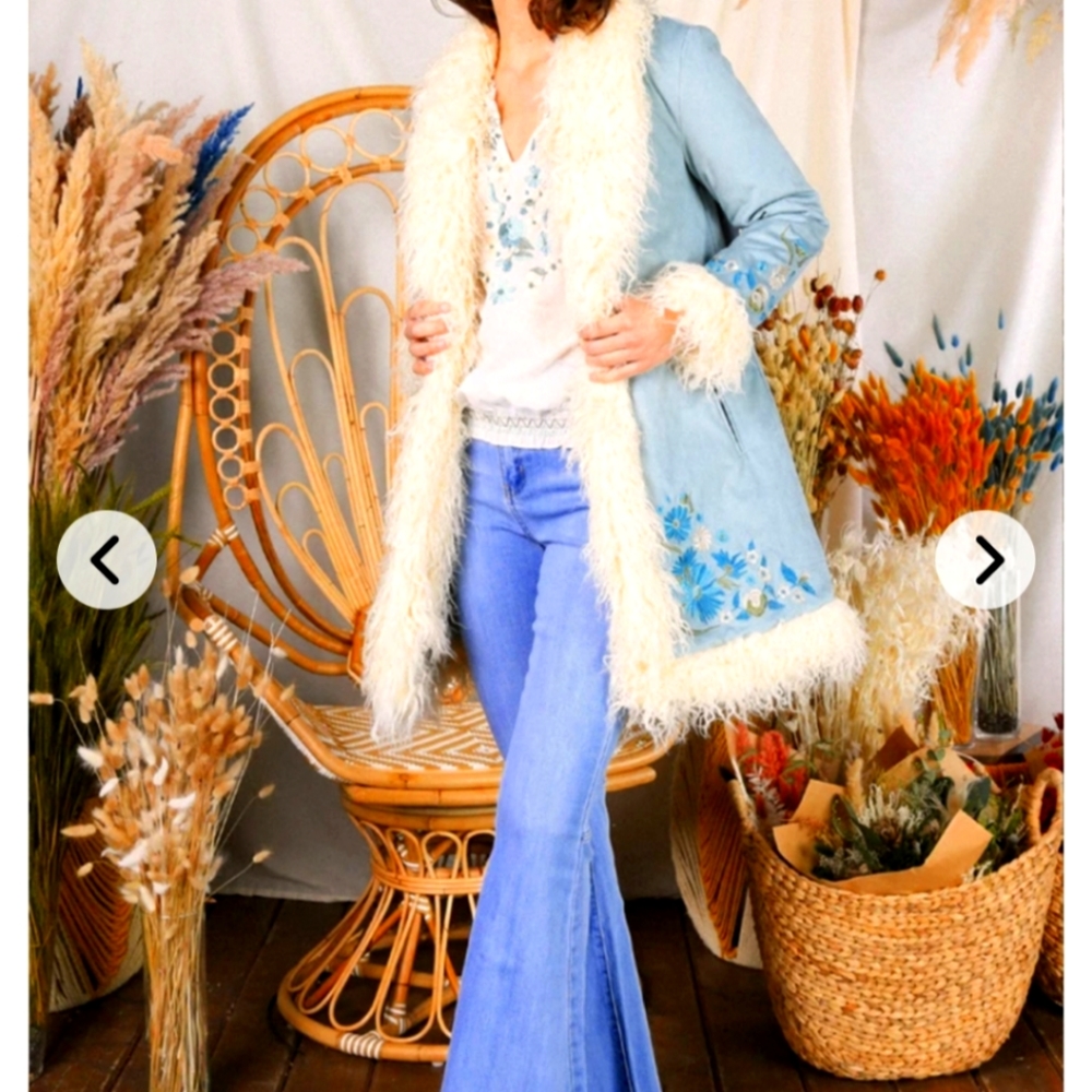 Hippie Shake Penny Lane Boho Embroidered Coat size 10